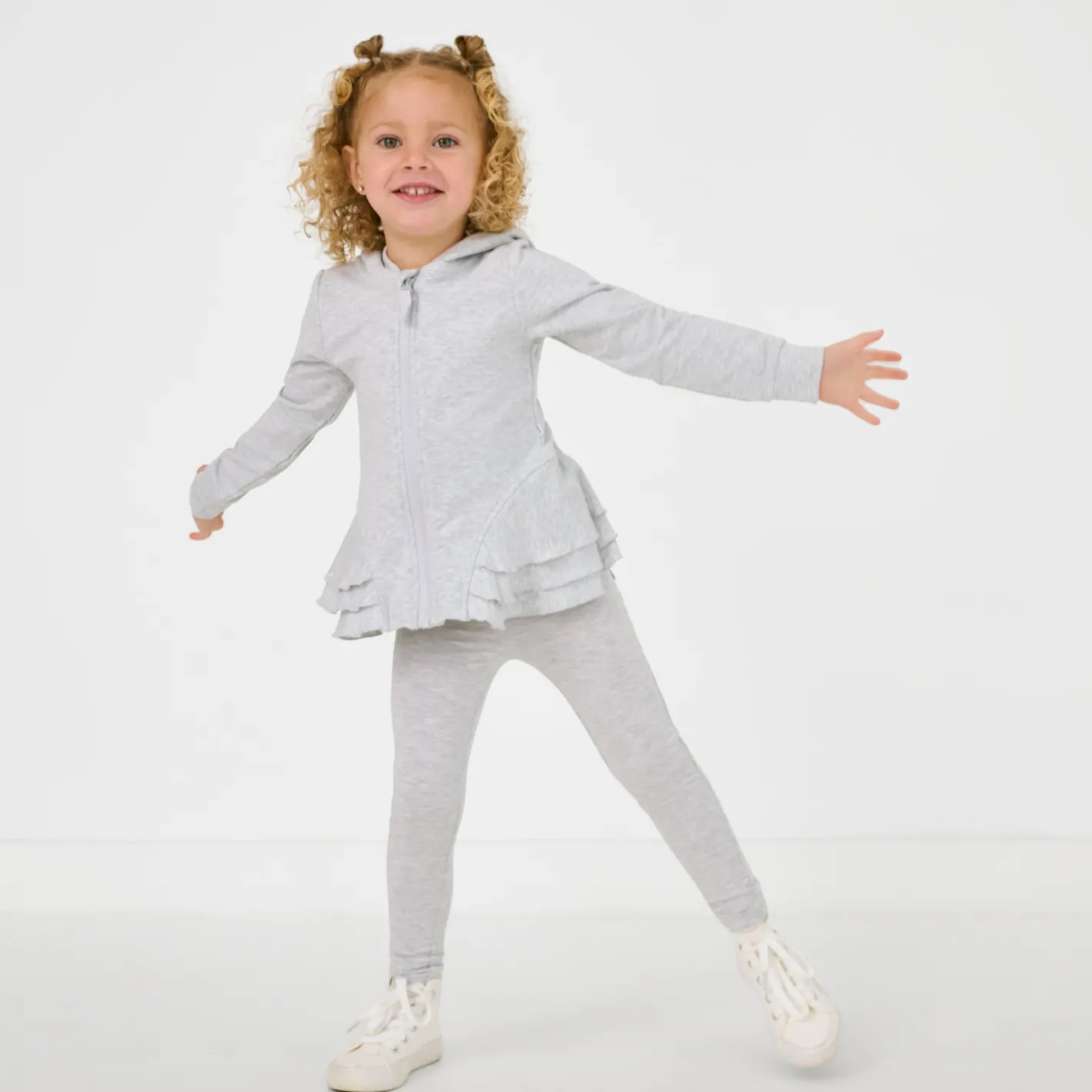 Everyday Essentials|Everyday Essentials<Little Sleepies Peplum Hoodie Light Heather Gray