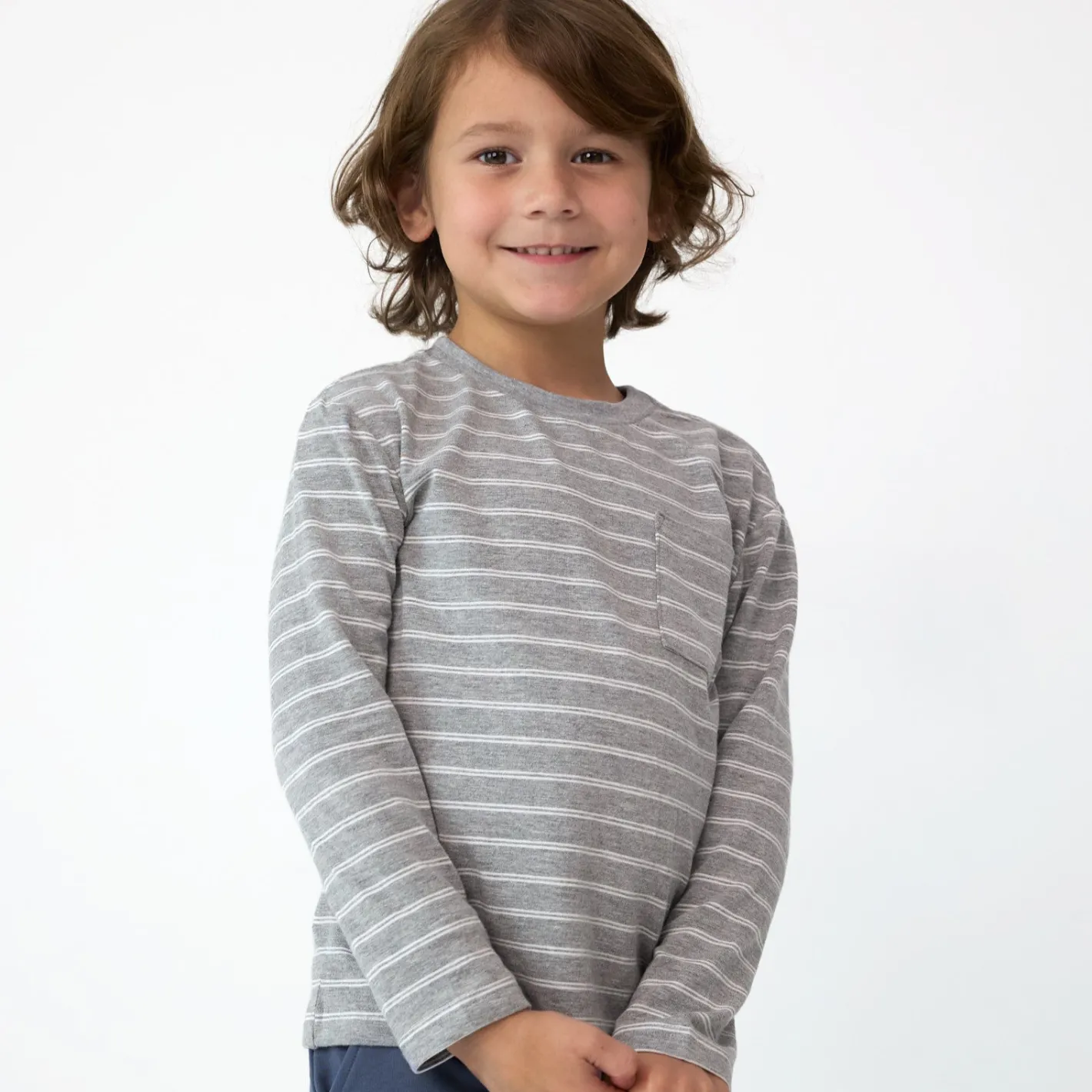 Tops & Tees|Tops & Tees<Little Sleepies Relaxed Pocket Tee Light Heather Gray Stripes