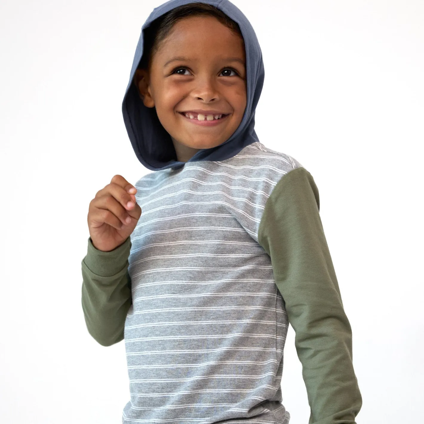 Tops & Tees|Tops & Tees<Little Sleepies Relaxed Hooded Tee Light Heather Gray Stripes
