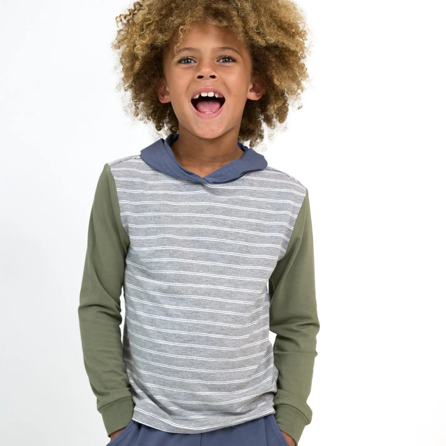 Tops & Tees|Tops & Tees<Little Sleepies Relaxed Hooded Tee Light Heather Gray Stripes