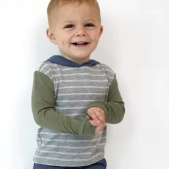 Tops & Tees|Tops & Tees<Little Sleepies Relaxed Hooded Tee Light Heather Gray Stripes