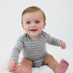 Bamboo Baby Clothes|Bodysuits<Little Sleepies Bodysuit Light Heather Gray Stripes