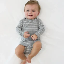 Bamboo Baby Clothes|Bodysuits<Little Sleepies Bodysuit Light Heather Gray Stripes