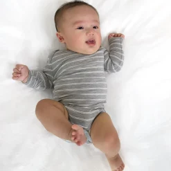 Bamboo Baby Clothes|Bodysuits<Little Sleepies Bodysuit Light Heather Gray Stripes