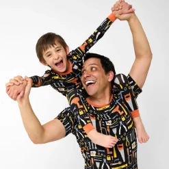Daddy & Me|Full Family Matching<Little Sleepies Men's Short Sleeve Pajama Top Little Builders