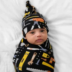 Layette|Swaddles<Little Sleepies Swaddle & Hat Set Little Builders