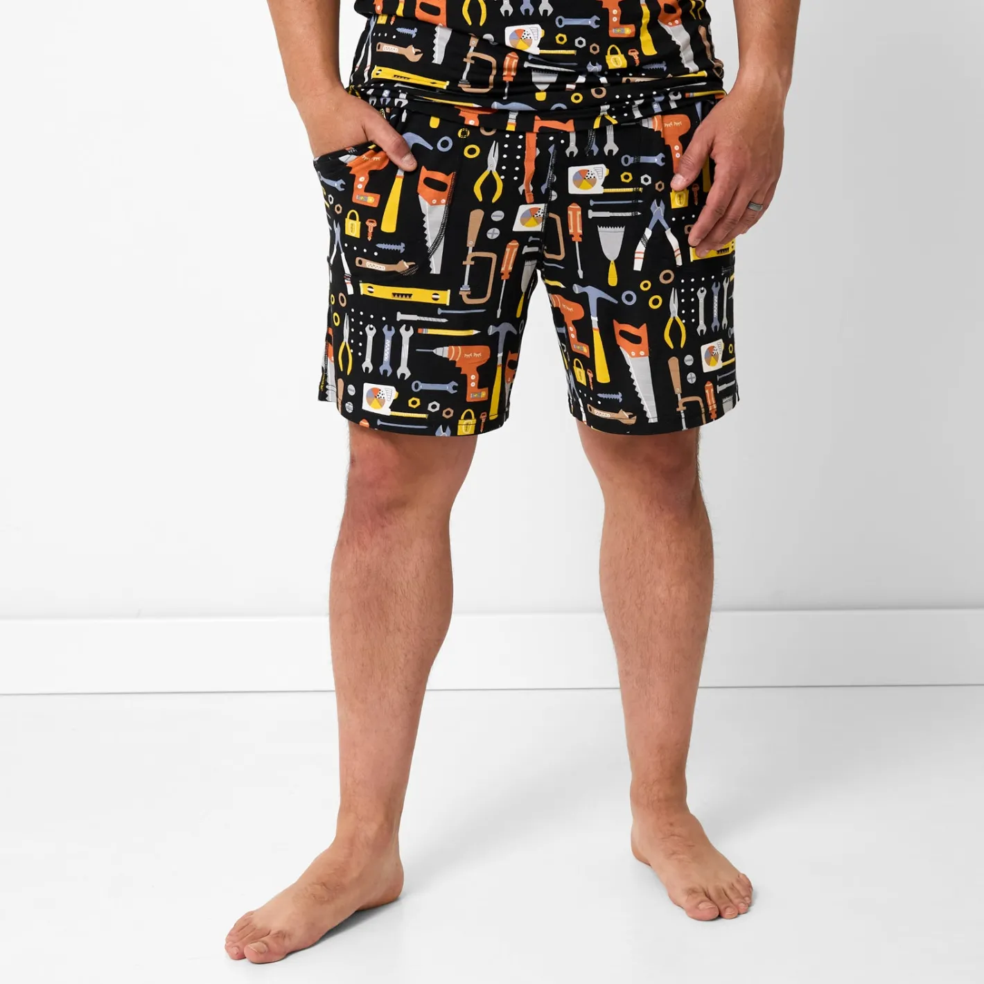Daddy & Me|Full Family Matching<Little Sleepies Men's Pajama Shorts Little Builders