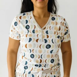 Mommy & Me|Mommy & Me<Little Sleepies Women's Short Sleeve Pajama Top Luna Neutral