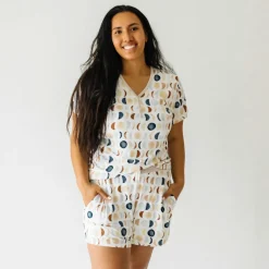 Mommy & Me|Mommy & Me<Little Sleepies Women's Short Sleeve Pajama Top Luna Neutral