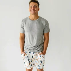 Daddy & Me|Full Family Matching<Little Sleepies Men's Pajama Shorts Luna Neutral