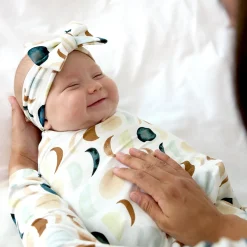 Layette|Swaddles<Little Sleepies Swaddle & Luxe Bow Headband Set Luna Neutral