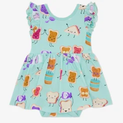 Bamboo Baby Clothes|Bodysuits<Little Sleepies Flutter Twirl Dress with Bodysuit Lunch Buddies