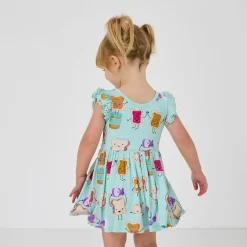 Bamboo Baby Clothes|Bodysuits<Little Sleepies Flutter Twirl Dress with Bodysuit Lunch Buddies