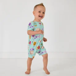 Bamboo Baby Clothes|Rompers<Little Sleepies Pocket Shorty Romper Lunch Buddies