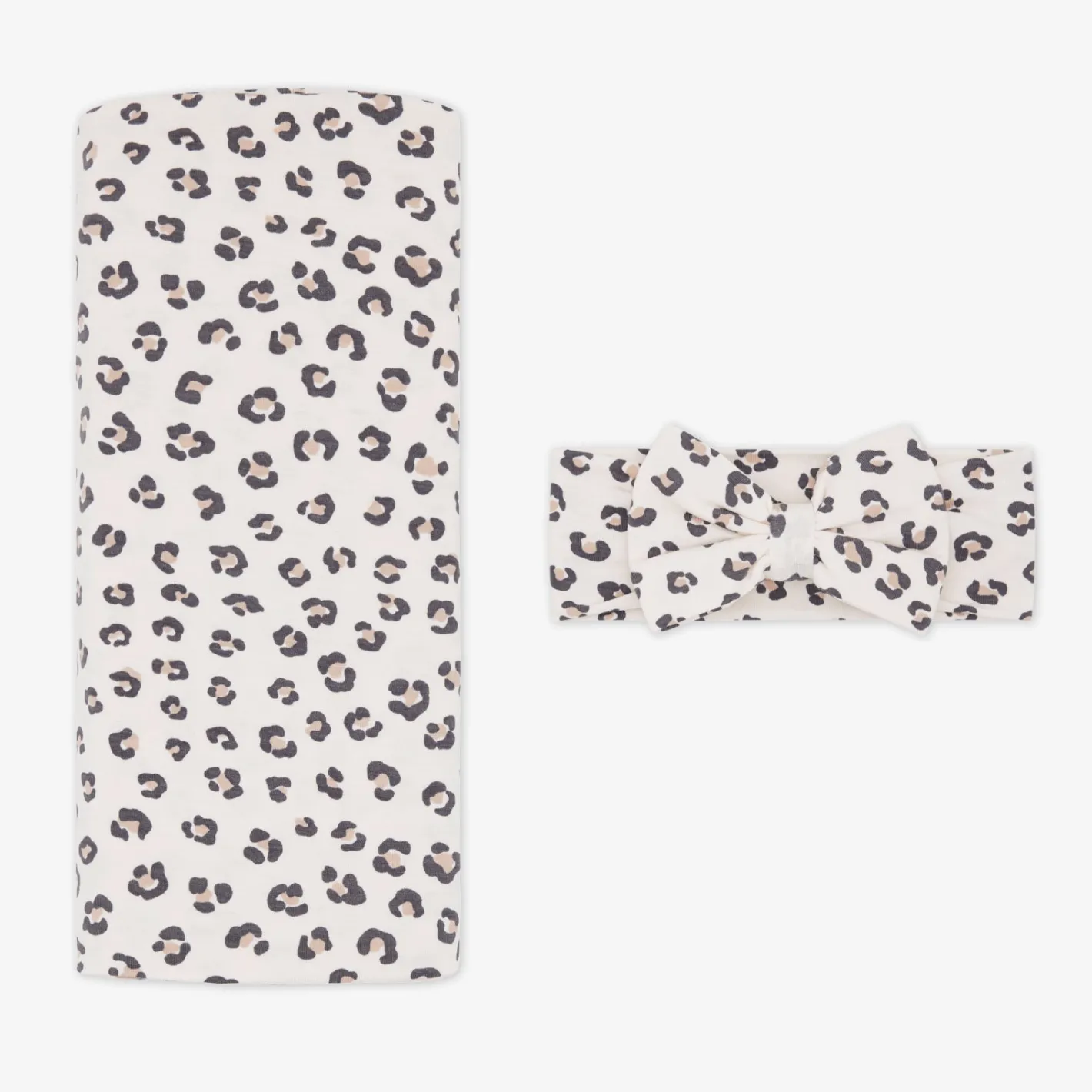 Layette|Swaddles<Little Sleepies Swaddle & Luxe Bow Headband Set Luxe Leopard