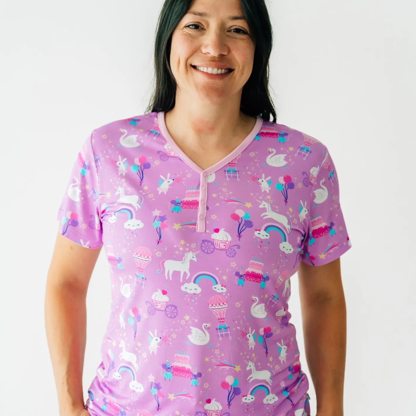 Mommy & Me|Mommy & Me<Little Sleepies Women's Short Sleeve Pajama Top Magical Birthday