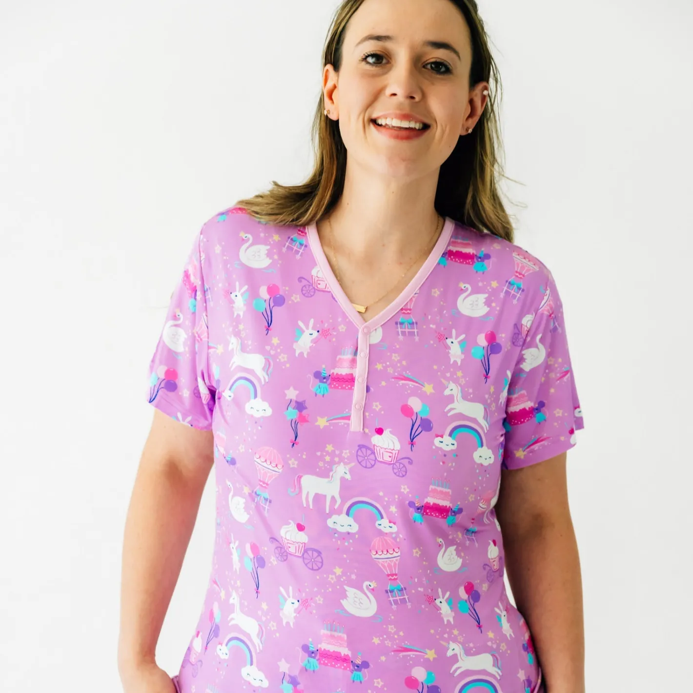 Mommy & Me|Mommy & Me<Little Sleepies Women's Short Sleeve Pajama Top Magical Birthday
