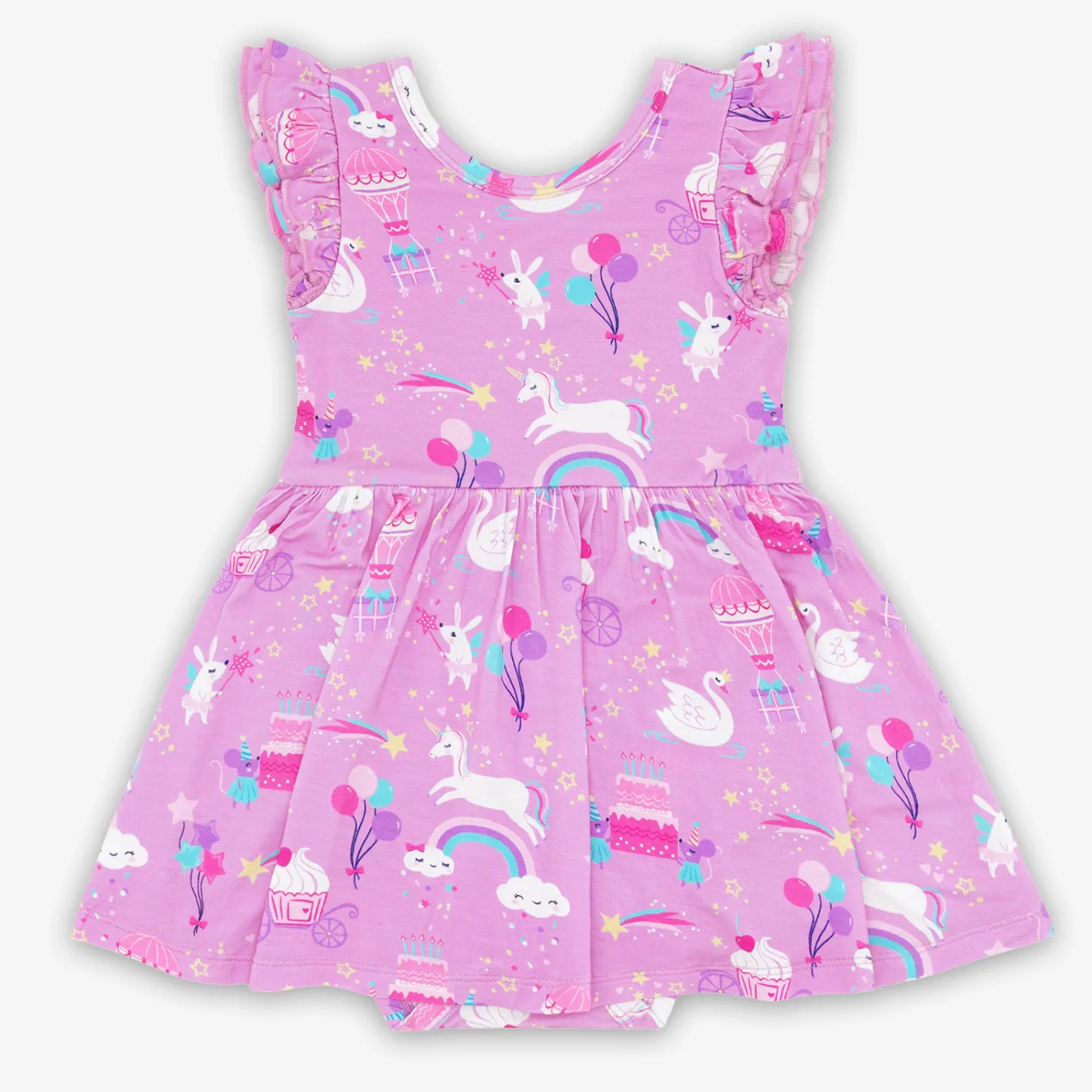 Bamboo Baby Clothes|Bodysuits<Little Sleepies Flutter Twirl Dress with Bodysuit Magical Birthday