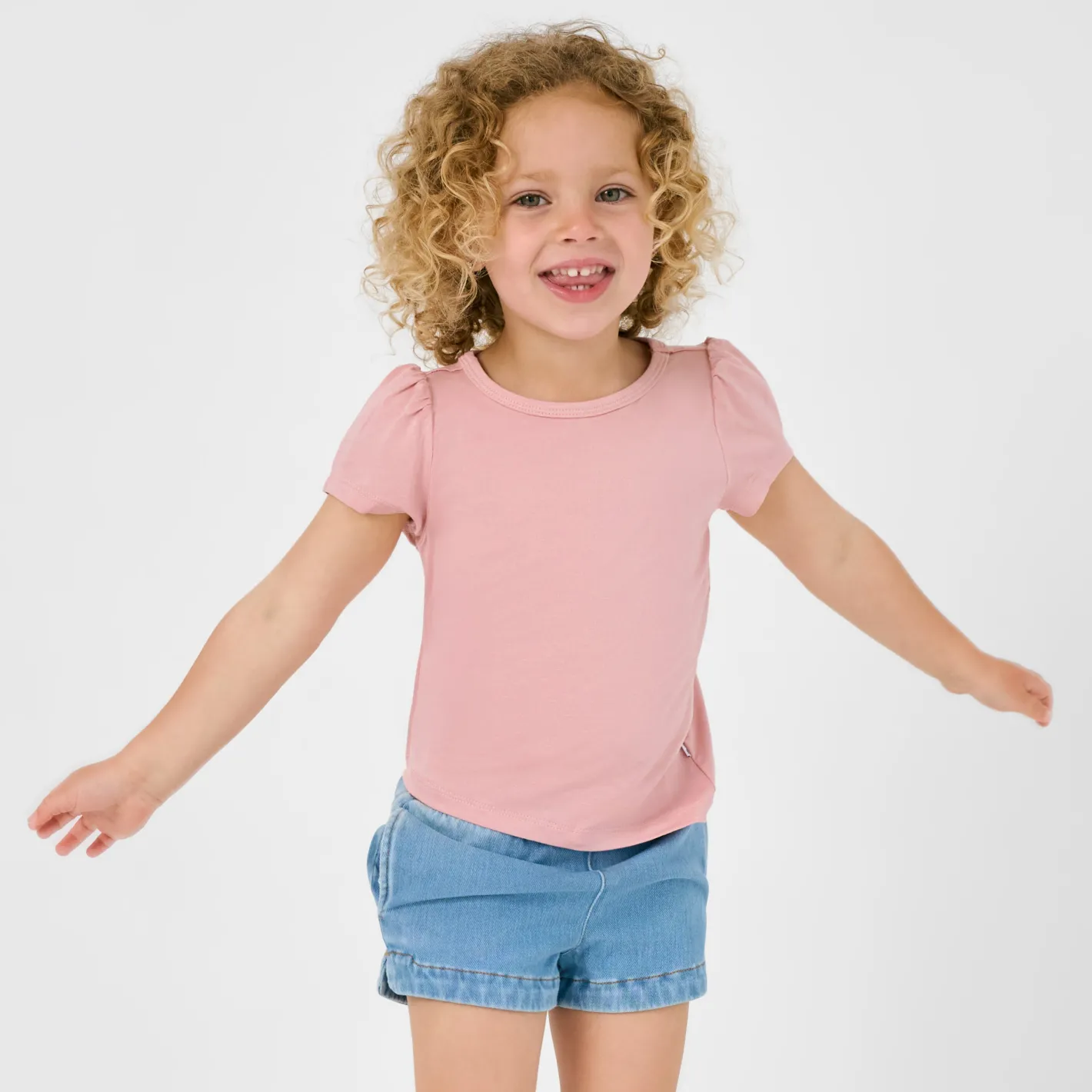 Everyday Essentials|Everyday Essentials<Little Sleepies Puff Sleeve Tee Mauve Blush