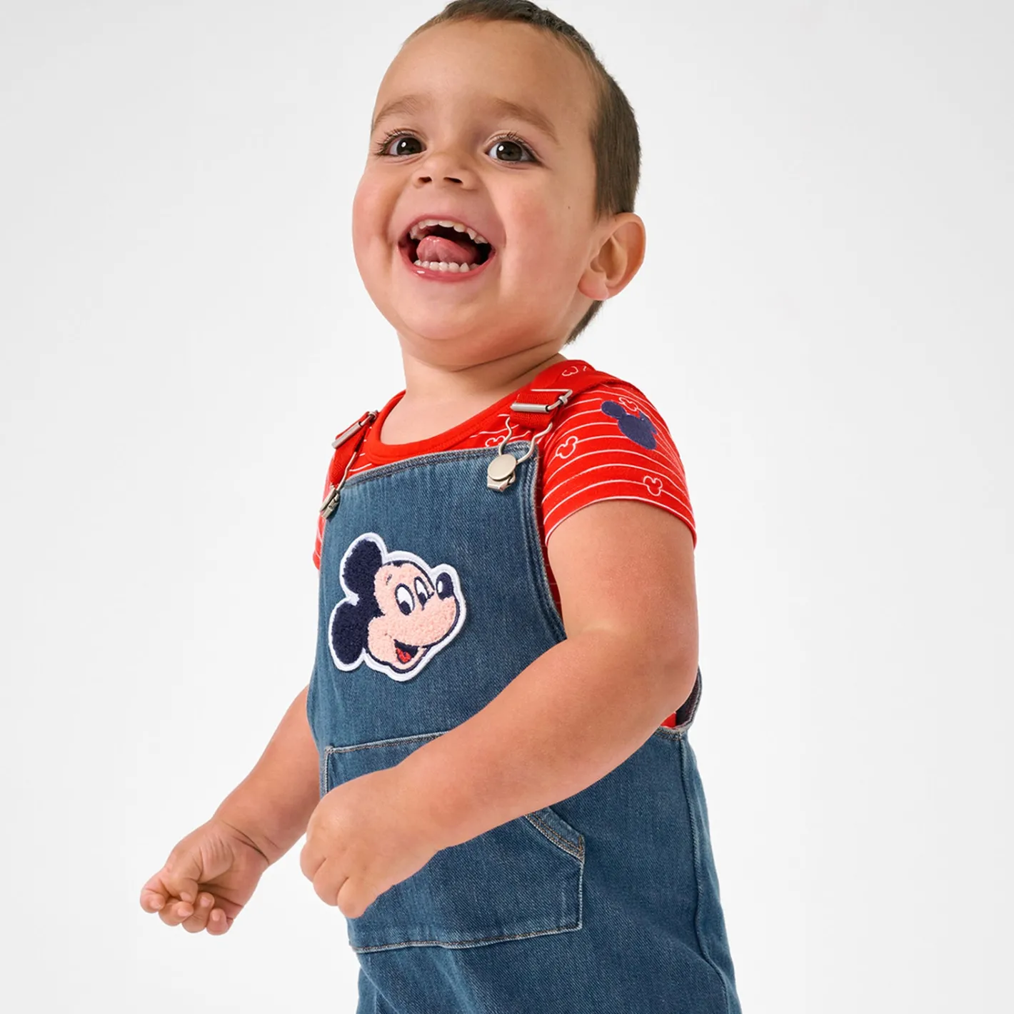 Bamboo Baby Clothes|Joggers<Little Sleepies Denim Overall Mickey Patch