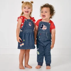 Bamboo Baby Clothes|Joggers<Little Sleepies Denim Overall Mickey Patch