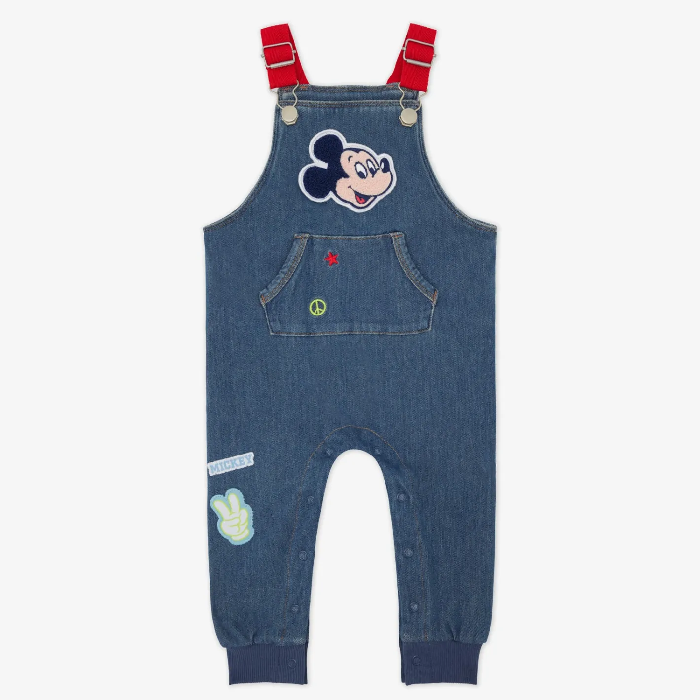 Bamboo Baby Clothes|Joggers<Little Sleepies Denim Overall Mickey Patch