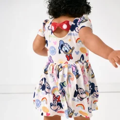 Bamboo Baby Clothes|Bodysuits<Little Sleepies Bow Back Skater Dress with Bodysuit Mickey's Clubhouse