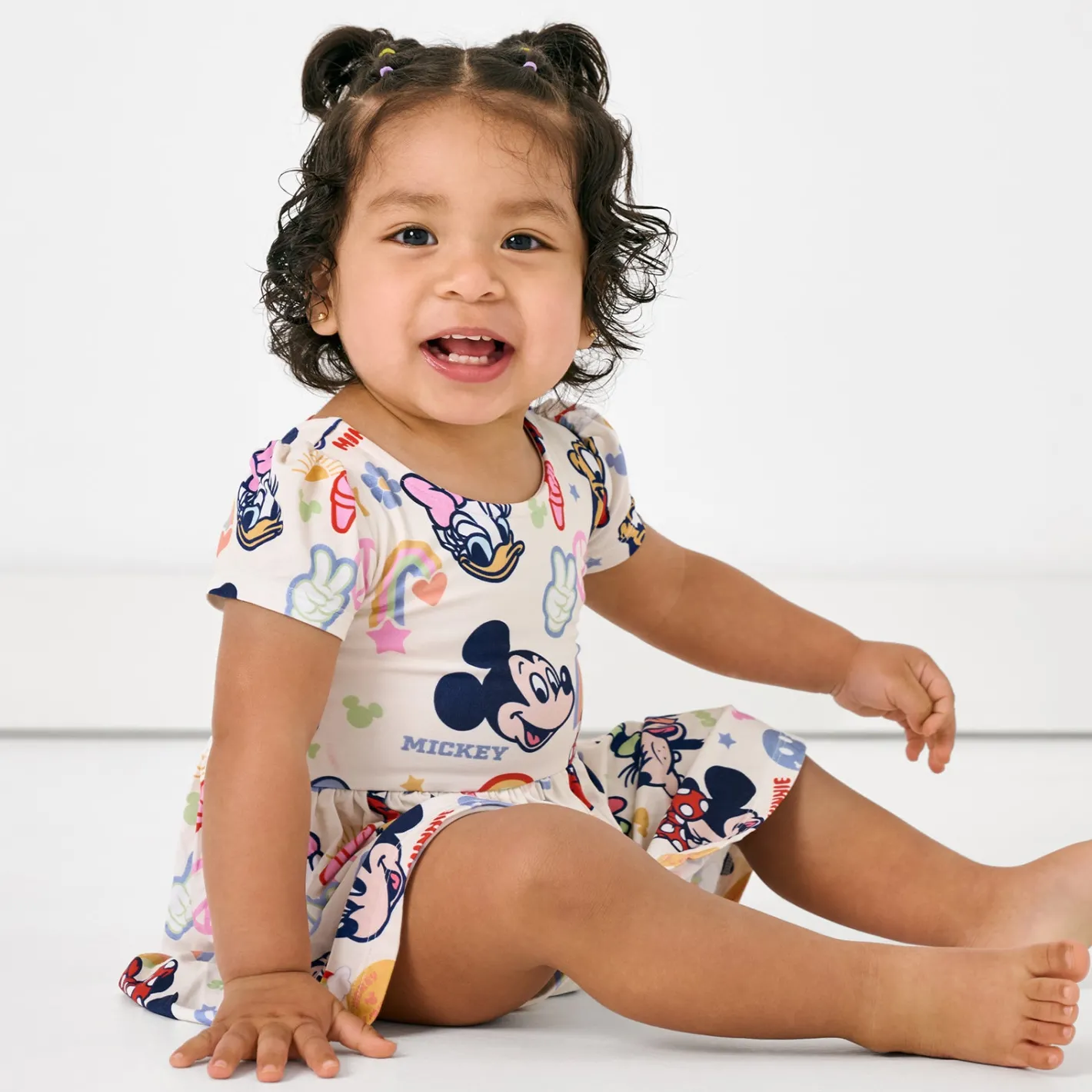 Bamboo Baby Clothes|Bodysuits<Little Sleepies Bow Back Skater Dress with Bodysuit Mickey's Clubhouse