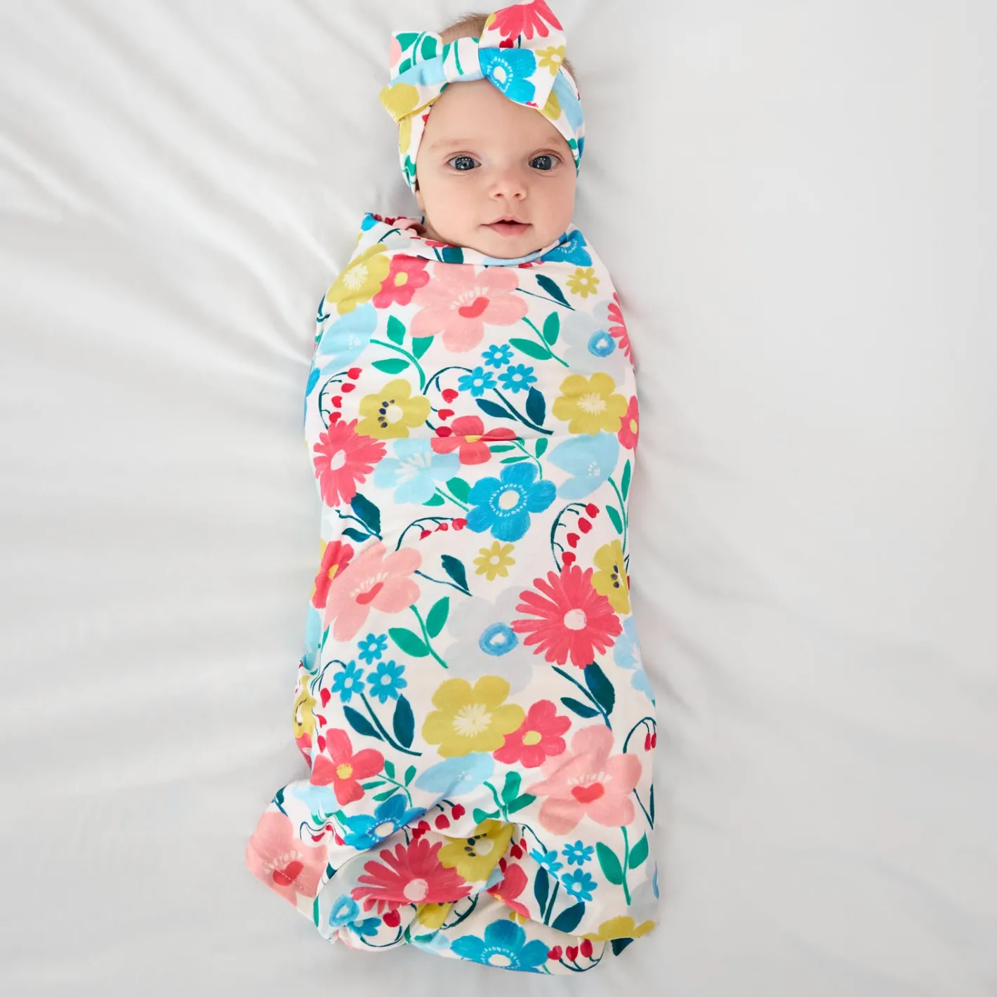 Layette|Swaddles<Little Sleepies Swaddle & Luxe Bow Headband Set Midsummer Meadow
