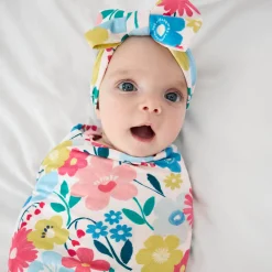 Layette|Swaddles<Little Sleepies Swaddle & Luxe Bow Headband Set Midsummer Meadow