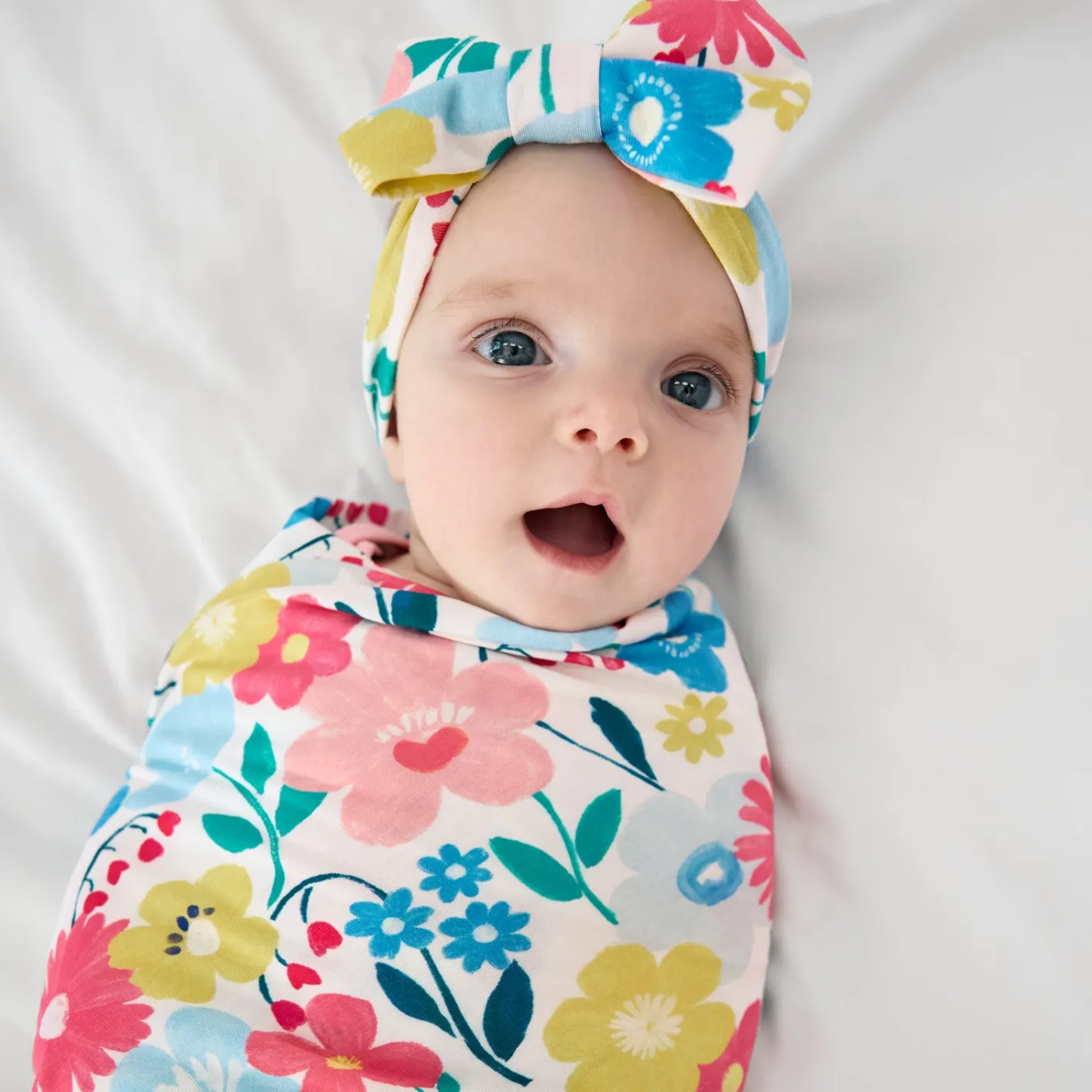Layette|Swaddles<Little Sleepies Swaddle & Luxe Bow Headband Set Midsummer Meadow