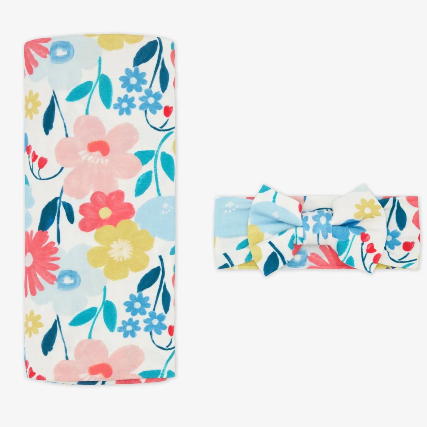 Layette|Swaddles<Little Sleepies Swaddle & Luxe Bow Headband Set Midsummer Meadow