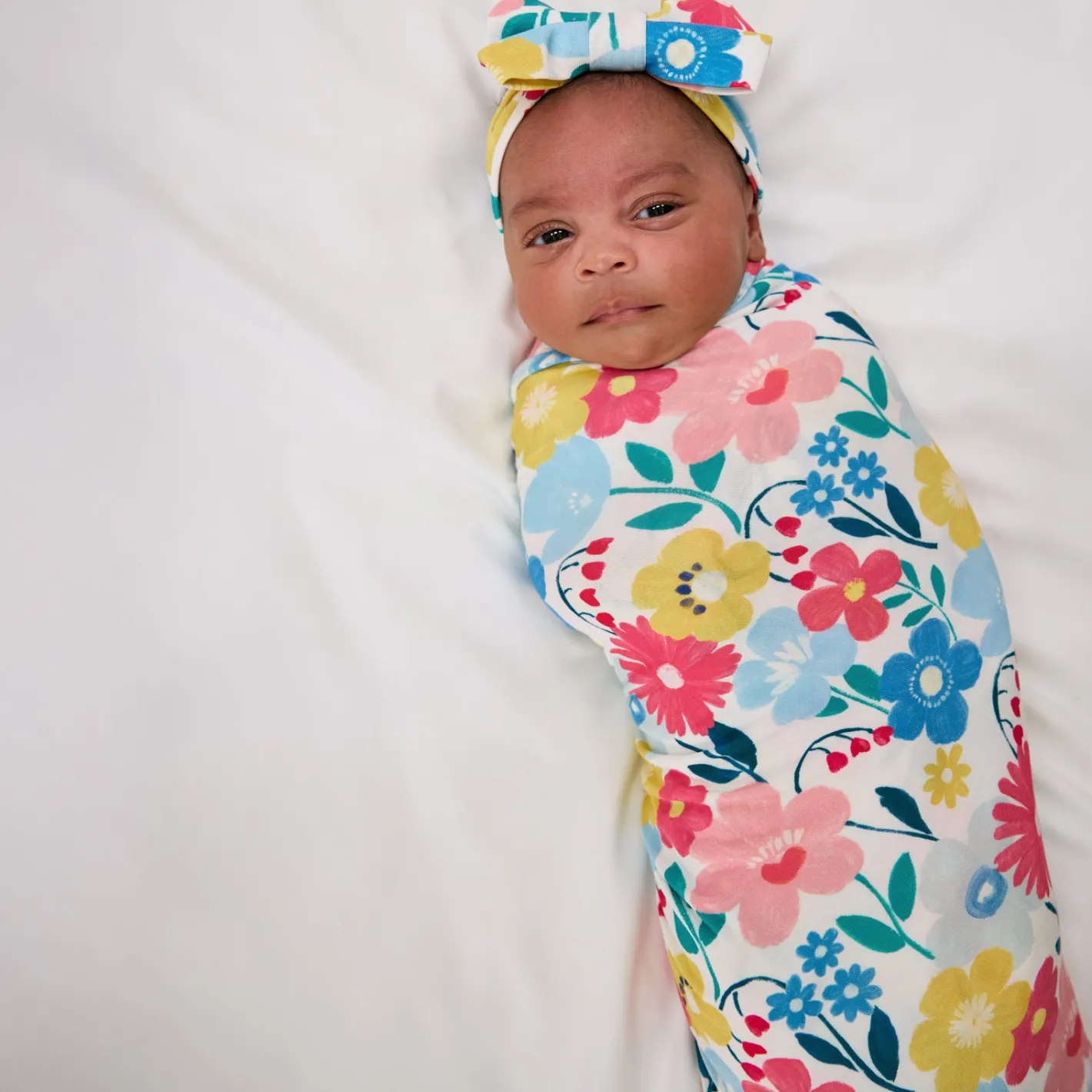 Layette|Swaddles<Little Sleepies Swaddle & Luxe Bow Headband Set Midsummer Meadow