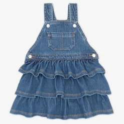 Bamboo Baby Clothes|Dresses<Little Sleepies Denim Tiered Overall Dress Midwash Blue