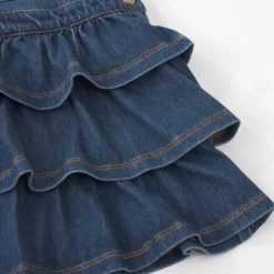 Bamboo Baby Clothes|Dresses<Little Sleepies Denim Tiered Overall Dress Midwash Blue