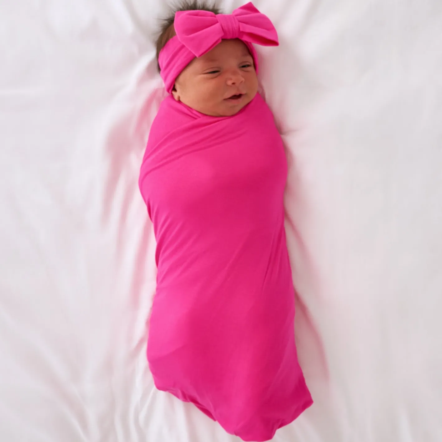 Layette|Swaddles<Little Sleepies Swaddle & Luxe Bow Headband Set Mighty Magenta