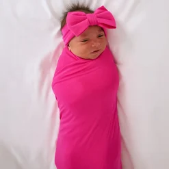 Layette|Swaddles<Little Sleepies Swaddle & Luxe Bow Headband Set Mighty Magenta