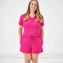 Mommy & Me|Mommy & Me<Little Sleepies Women's Short Sleeve Pajama Top Mighty Magenta