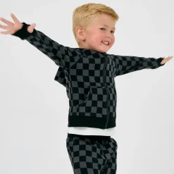 Everyday Essentials|Everyday Essentials<Little Sleepies Zip Hoodie Monochrome Checks