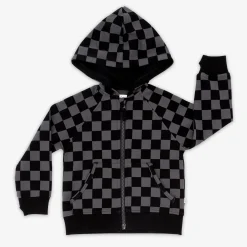 Everyday Essentials|Everyday Essentials<Little Sleepies Zip Hoodie Monochrome Checks
