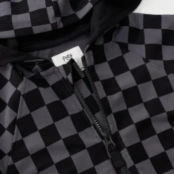 Everyday Essentials|Everyday Essentials<Little Sleepies Zip Hoodie Monochrome Checks