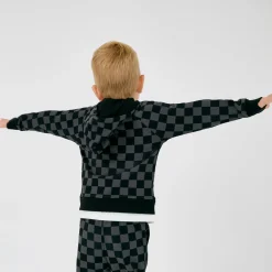 Everyday Essentials|Everyday Essentials<Little Sleepies Zip Hoodie Monochrome Checks