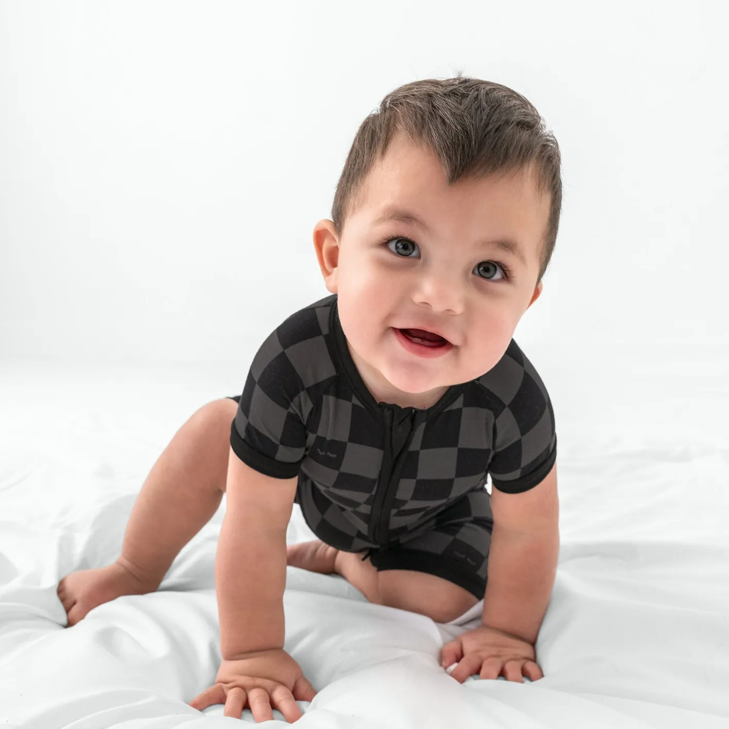 Zippies|Daddy & Me<Little Sleepies Shorty Zippy Monochrome Checks