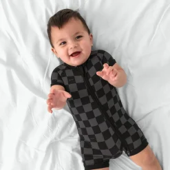 Zippies|Daddy & Me<Little Sleepies Shorty Zippy Monochrome Checks
