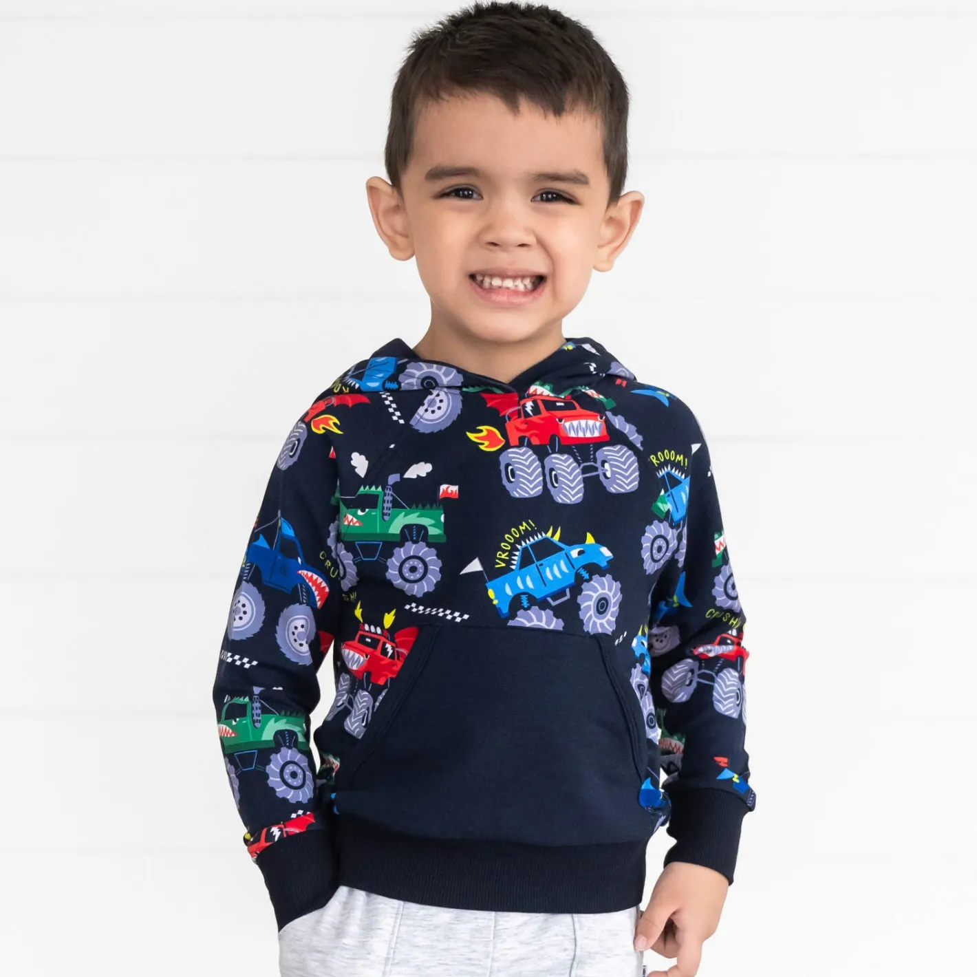 Tops & Tees|Tops & Tees<Little Sleepies Pullover Hoodie Monster Truck Madness