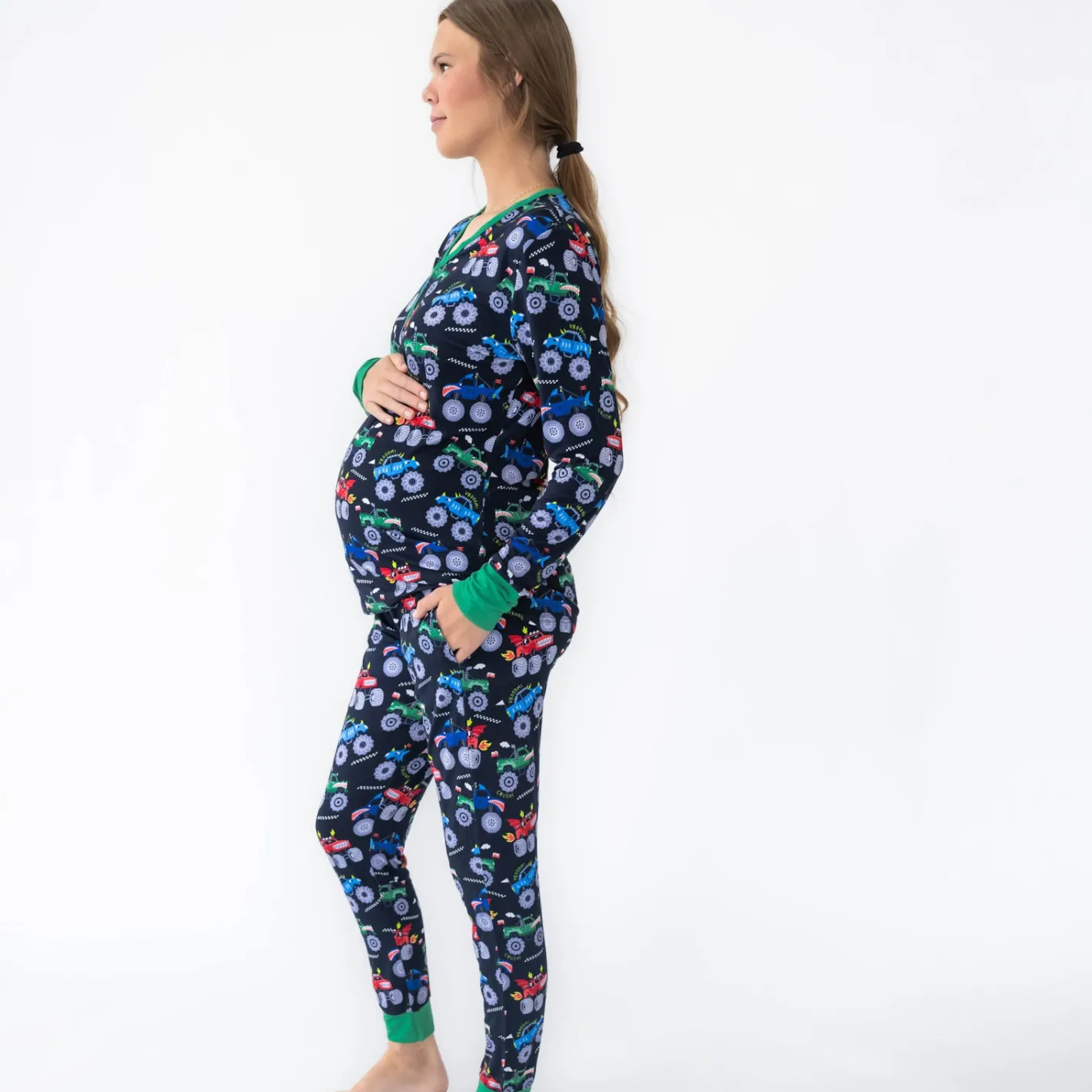 Mommy & Me|Mommy & Me<Little Sleepies Women's Pajama Top Monster Truck Madness