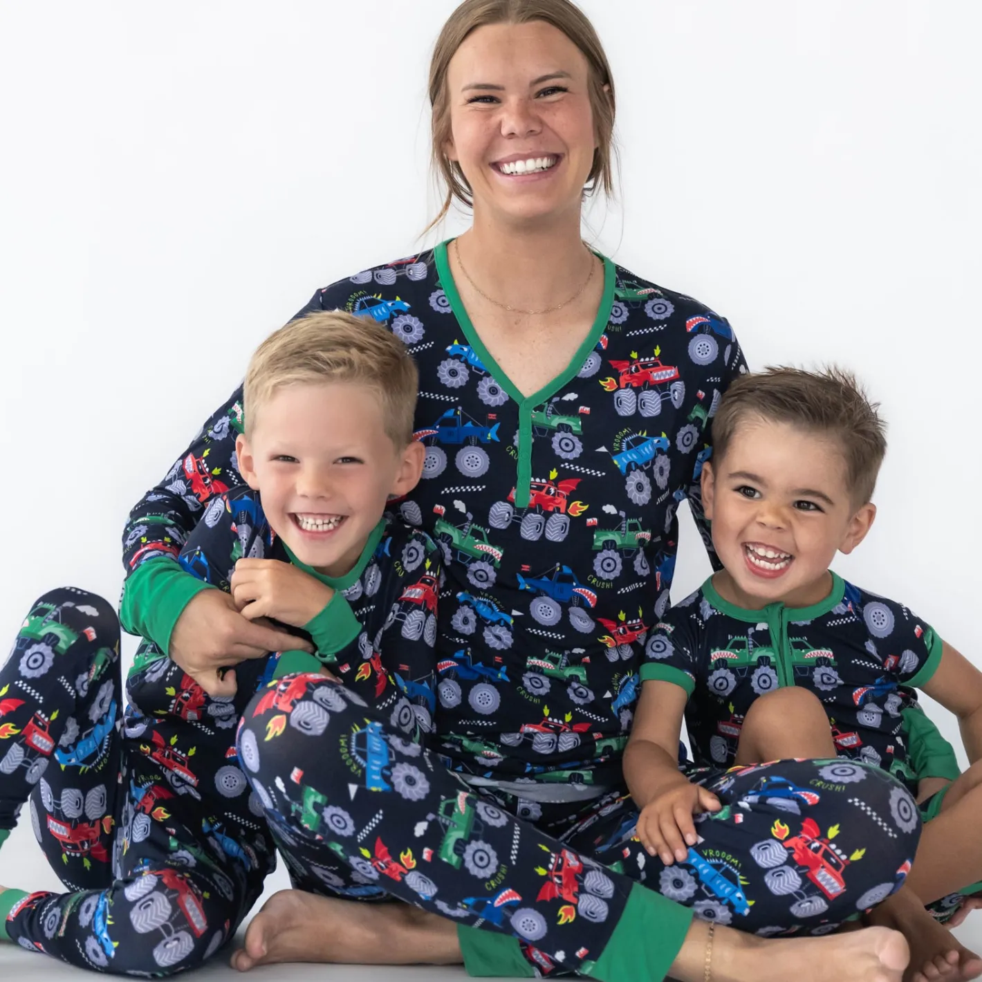 Mommy & Me|Mommy & Me<Little Sleepies Women's Pajama Top Monster Truck Madness