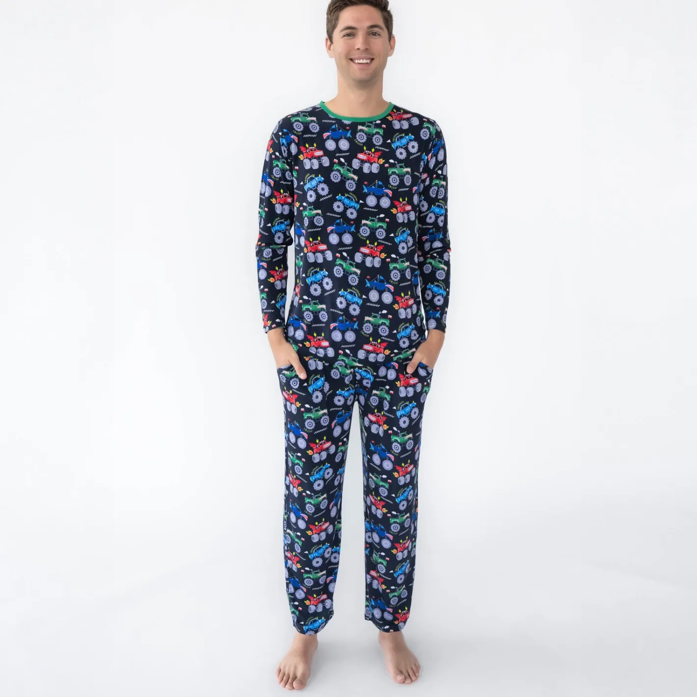 Daddy & Me|Full Family Matching<Little Sleepies Monster Truck Madness Men's Pajama Top