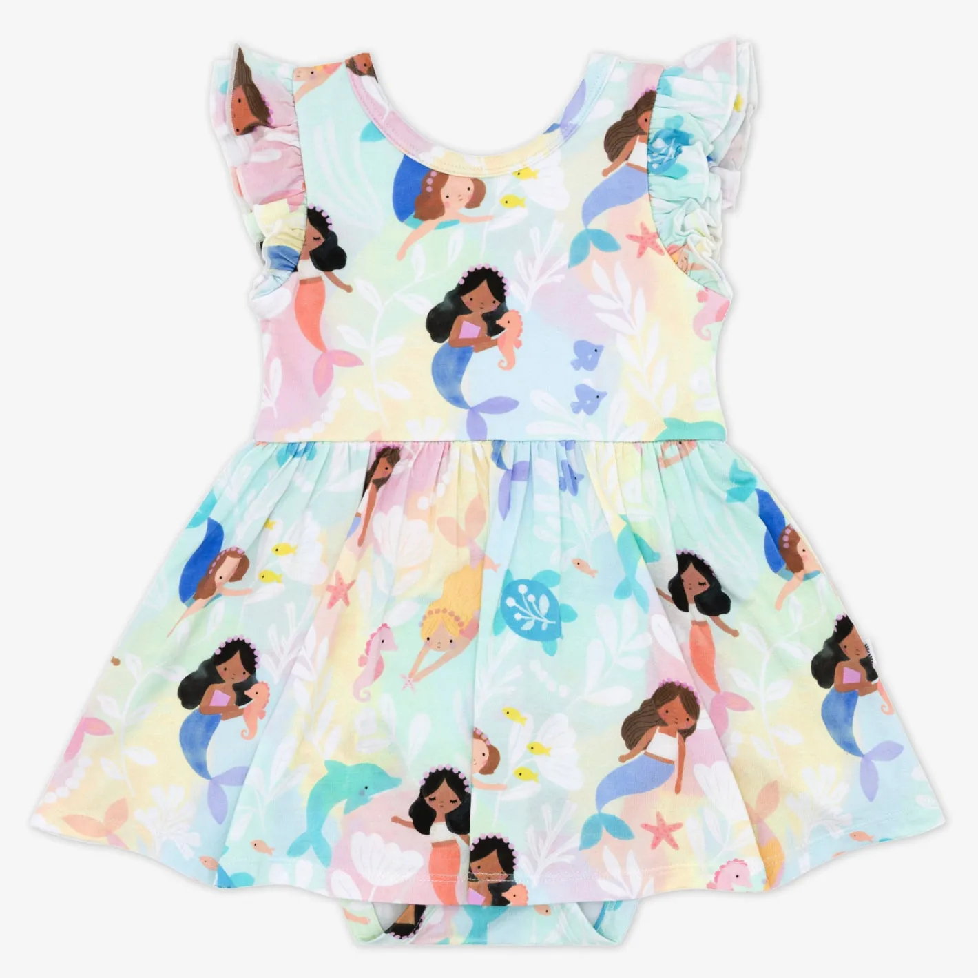 Bamboo Baby Clothes|Bodysuits<Little Sleepies Flutter Twirl Dress with Bodysuit Mystic Mermaids