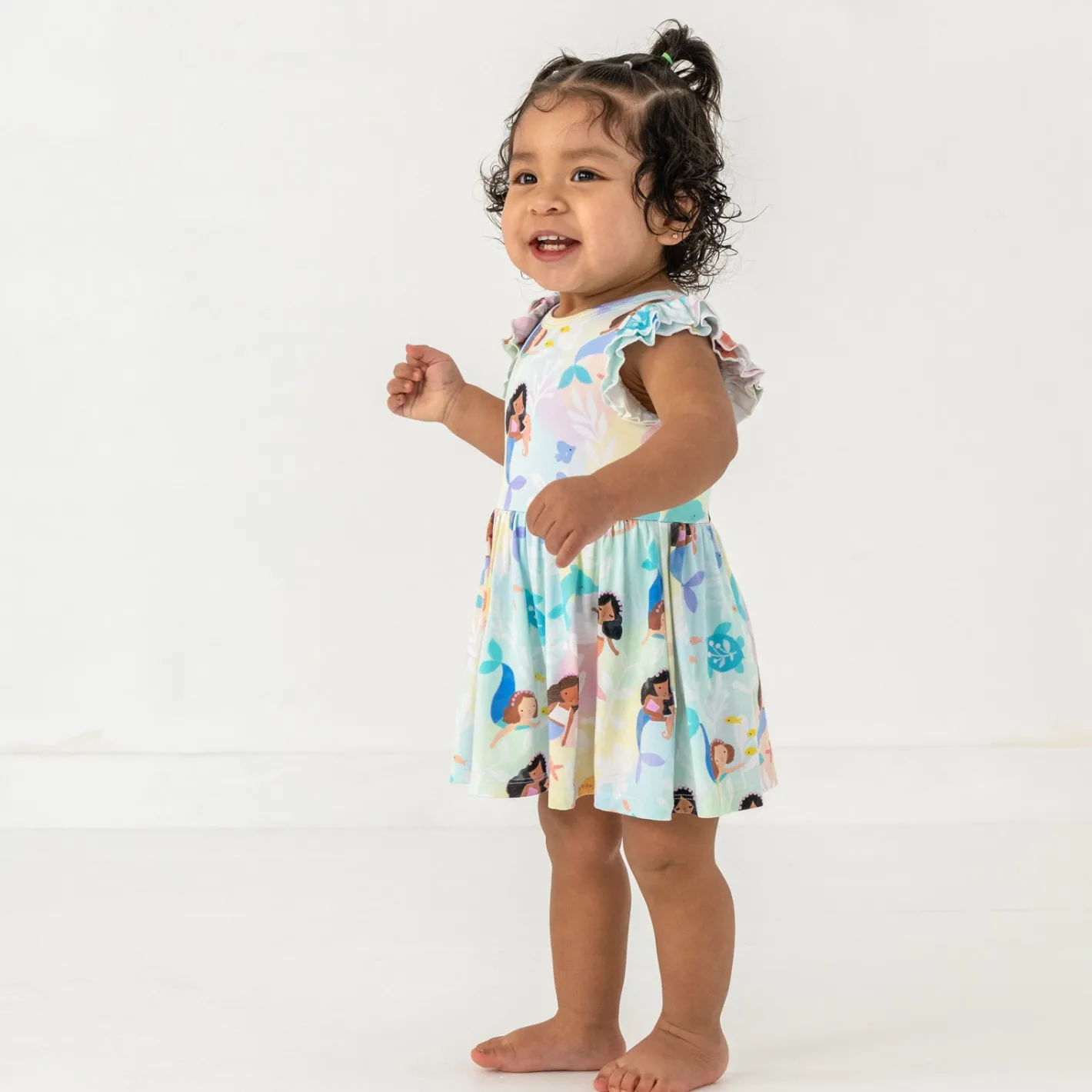 Bamboo Baby Clothes|Bodysuits<Little Sleepies Flutter Twirl Dress with Bodysuit Mystic Mermaids